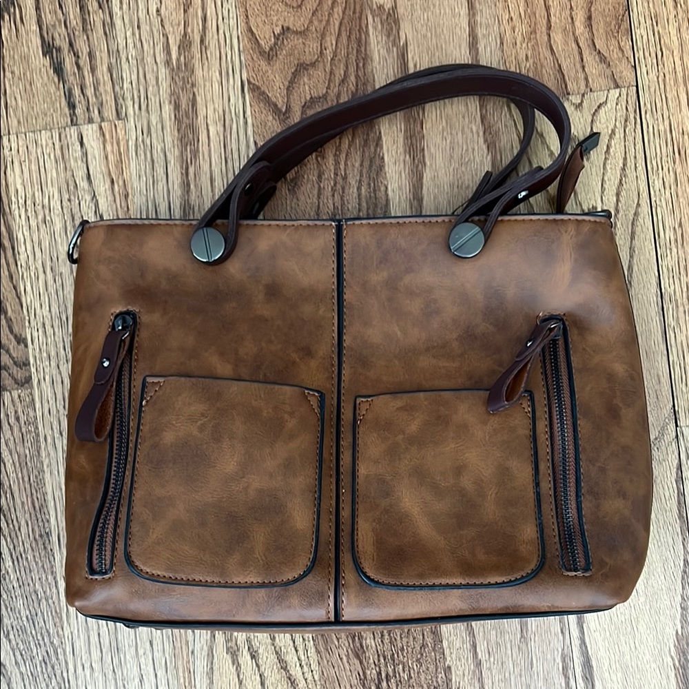 Chic Brown Faux Leather Tote